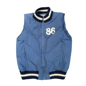 Vintage Y2K Pink Victoria Secret Down Puffer Women's M Blue Zip Up Vest Jacket